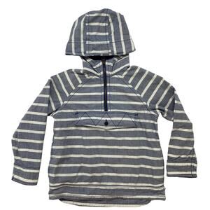 GAP KIDS Blue Chambray Stripe Beachy Anorak Hoodie Size Small Kids Pocket White